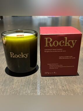 Rocky Vanilla Candy Cane Coconut Wax Candle - Green & Red